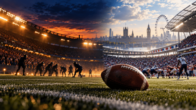 Symbolbild: American-Football-Stadien bei Flutlicht und in London für das lange Football-Wochenende