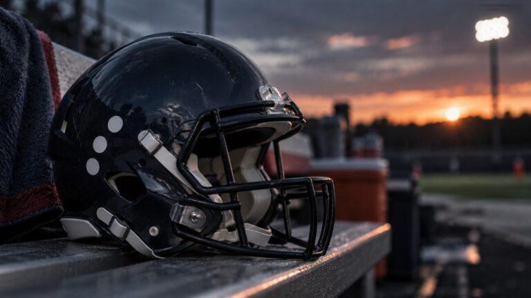 Schlichter Football-Helm mit neutralen weißen Auszeichnungsstickern